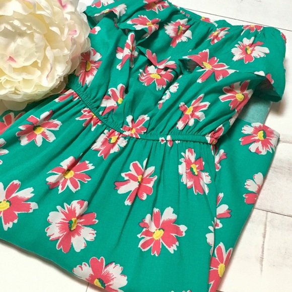 *CLEARANCE* Green Floral Hi- Low Dress - Picture 2 of 5